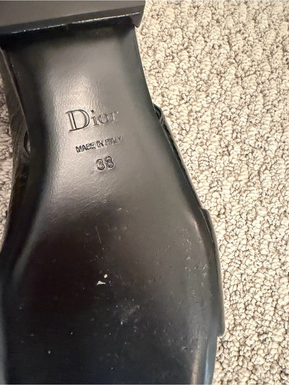 CHRISTIAN DIOR Black Patent Slingback Loafer with Silver Buckle, Size 38 - Picture 6 of 7